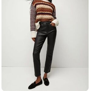 Veronica Beard Black Faux Leather Straight-Leg Pants